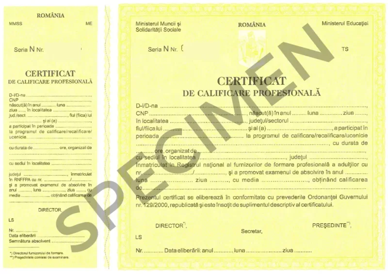 Certificat de calificare nou 2023