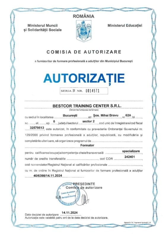 autorizatie formator