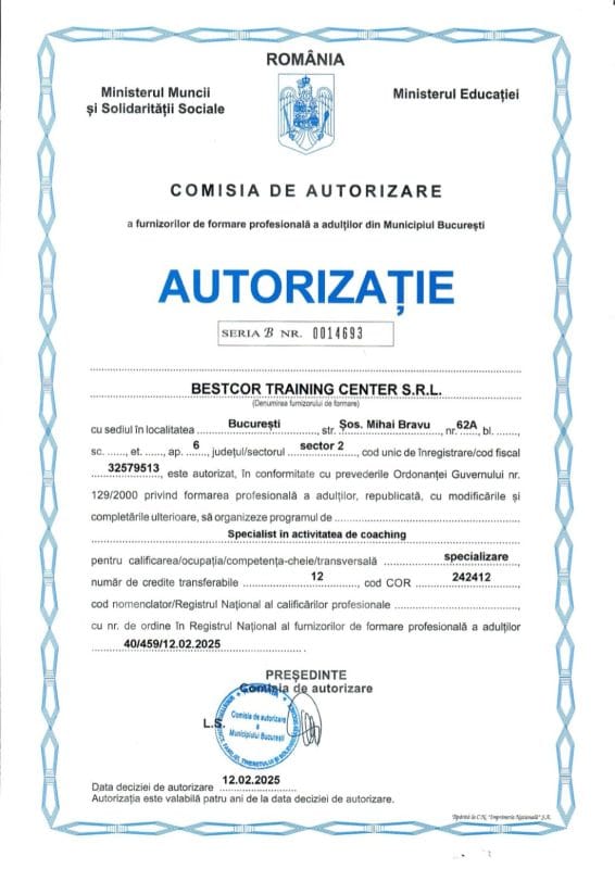 autorizatie specialist coaching